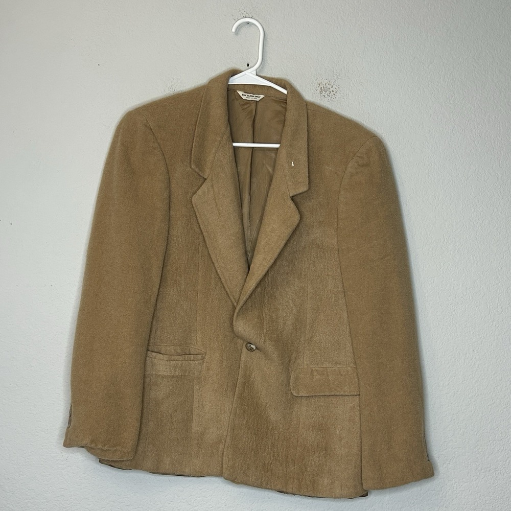 VTG Redwood & Ross 100% Camel Hair Blazer Jacket Women's 12 Tan Solid Academic